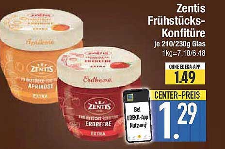 Zentis Frühstücks-Konfitüre je 210/230g Glas