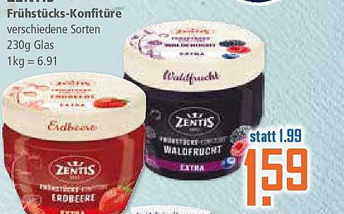 Zentis Frühstücks-Konfitüre verschiedene Sorten 230g Glas