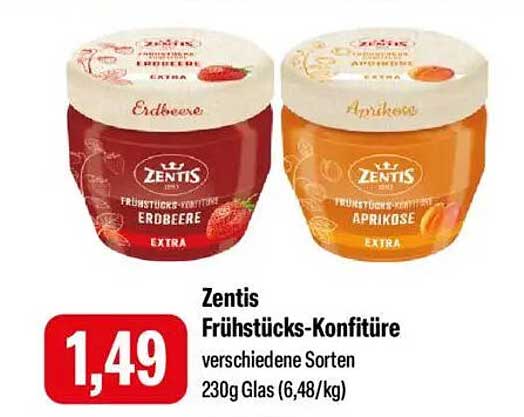 Zentis Frühstücks-Konfitüre verschiedene Sorten 230g Glas