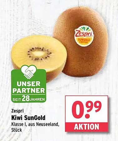 Zespri Kiwi SunGold - Klasse I, aus Neuseeland, Stück