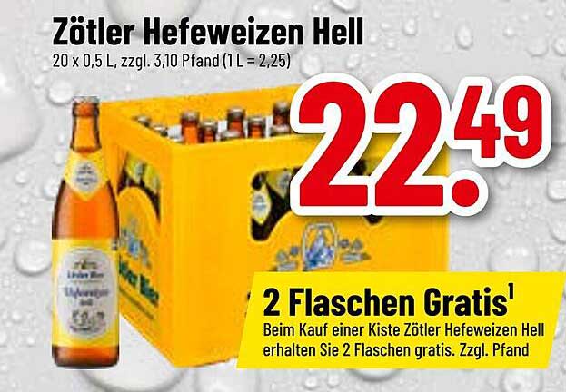 Zötler Hefeweizen Hell – 20 x 0,5 L für nur 22,49