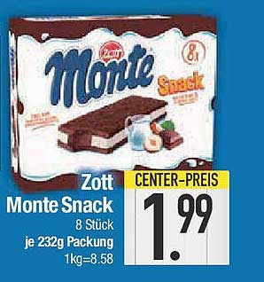 Zott Monte Snack 8 Stück je 232g Packung