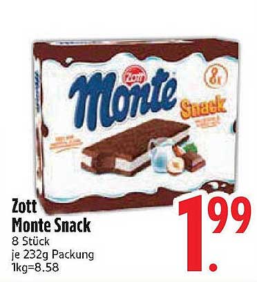 Zott Monte Snack – 8 Stück Packung