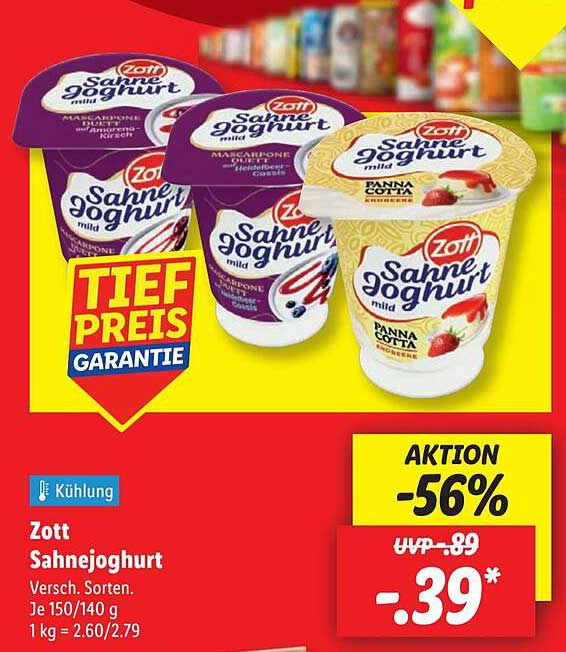 Zott Sahnejoghurt 150/140 g – Verschiedene Sorten