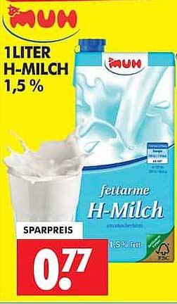 1 LITER H-MILCH 1,5 %