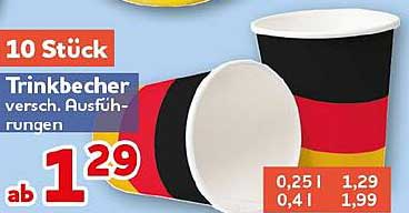 10 Stück Trinkbecher versch. Ausführungen
