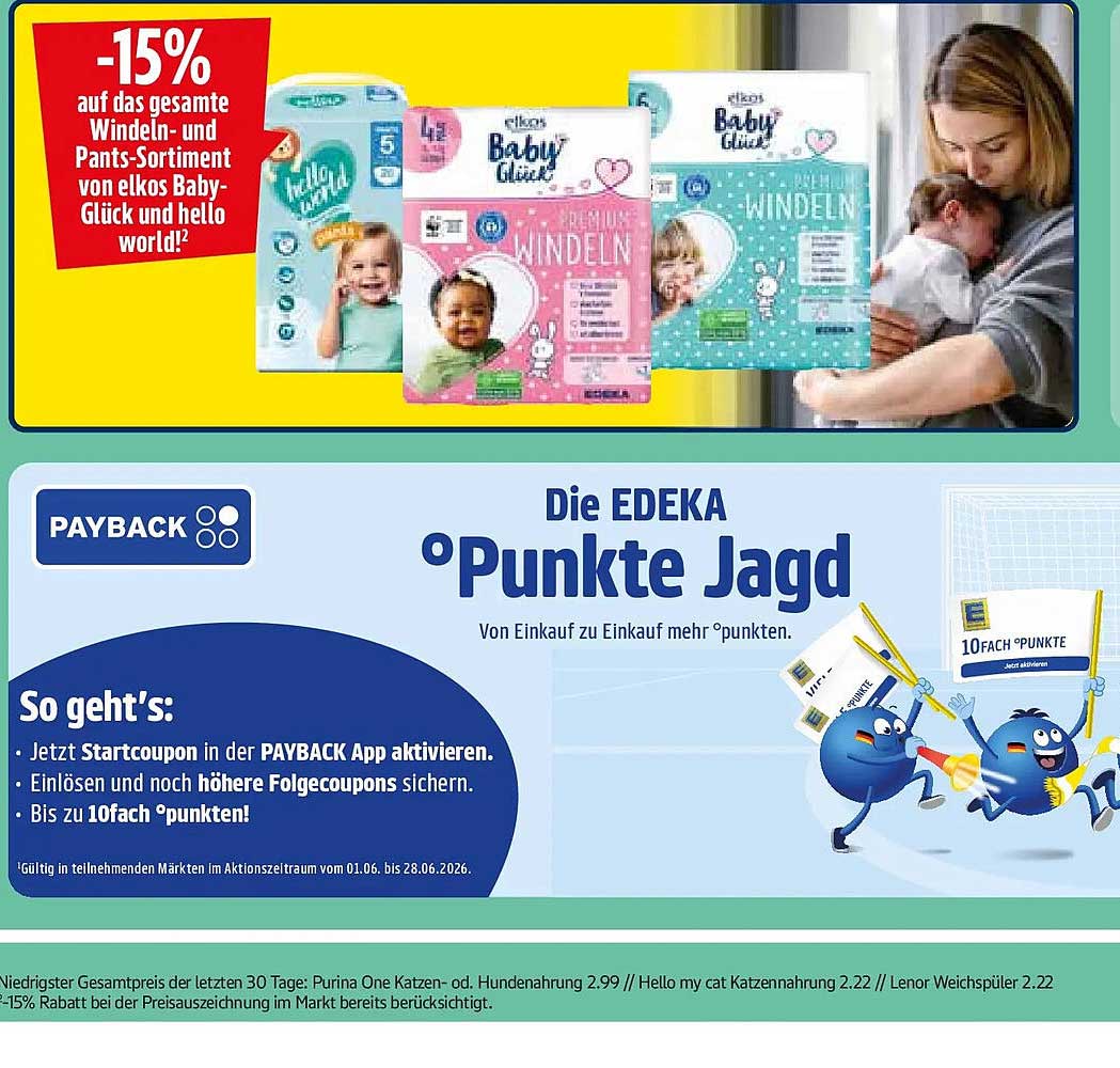 -15% auf das gesamte Windeln- und Pants-Sortiment von elkos Baby-Glück und hello world!