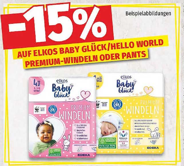-15% AUF ELKOS BABY GLÜCK/HELLO WORLD PREMIUM-WINDELN ODER PANTS