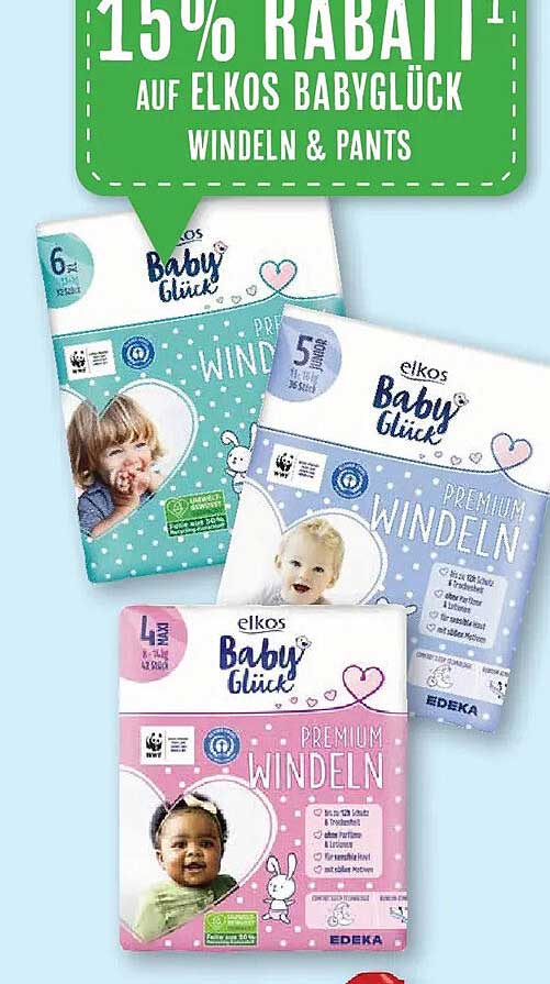 15% RABATT AUF ELCOS BABYGLÜCK WINDELN & PANTS