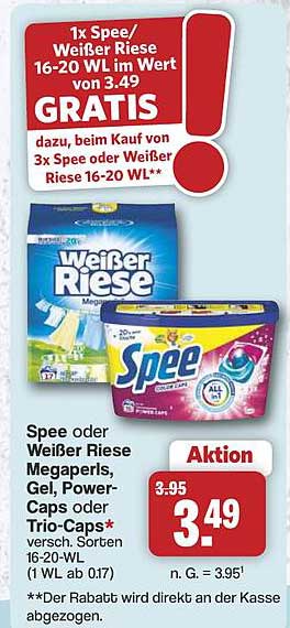 1x Spee/ Weißer Riese 16-20 WL im Wert von 3.49 GRATIS