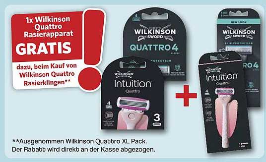 1x Wilkinson Quattro Rasierapparat GRATIS