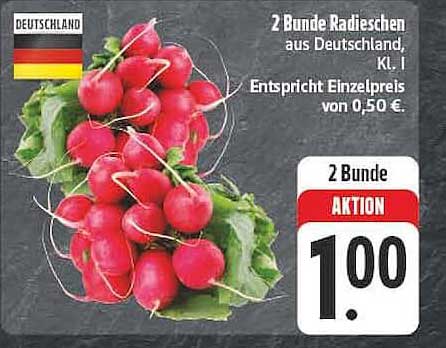 2 Bunde Radieschen aus Deutschland, Kl. I