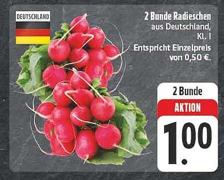 2 Bunde Radieschen aus Deutschland, Kl. I