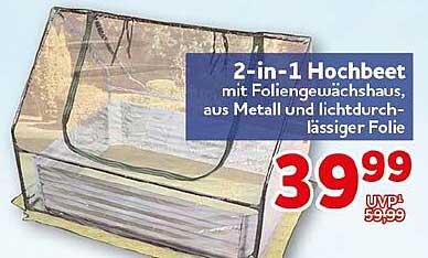 2-in-1 Hochbeet mit Foliengewächshaus, aus Metall und lichtdurchlässiger Folie