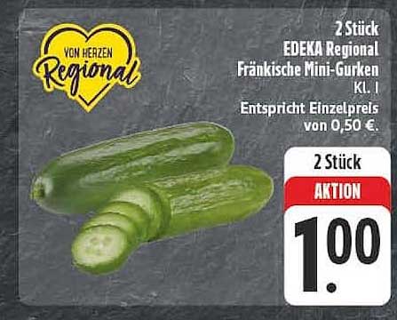2 Stück EDEKA Regional Fränkische Mini-Gurken Kl. I