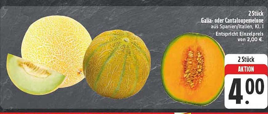 2 Stück Galia- oder Cantaloupemelone aus Spanien/Italien, Kl. I