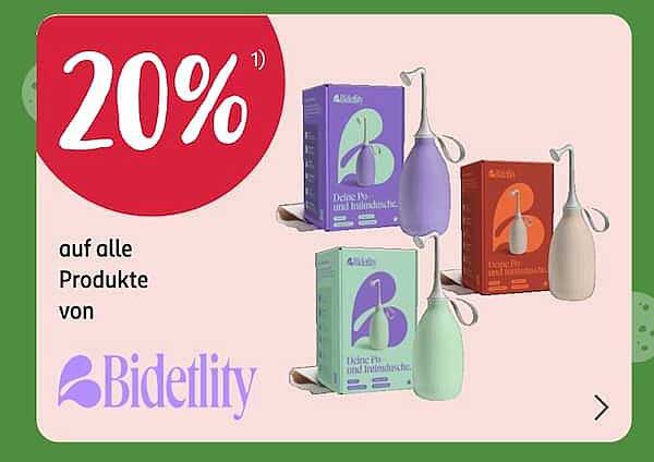 20% auf alle Produkte von Bidetlity