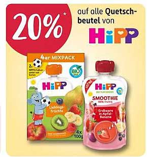 20% auf alle Quetschbeutel von HiPP