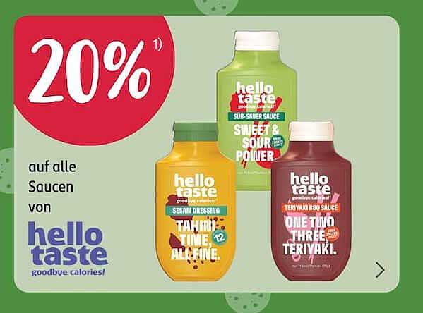 20% auf alle Saucen von hello taste