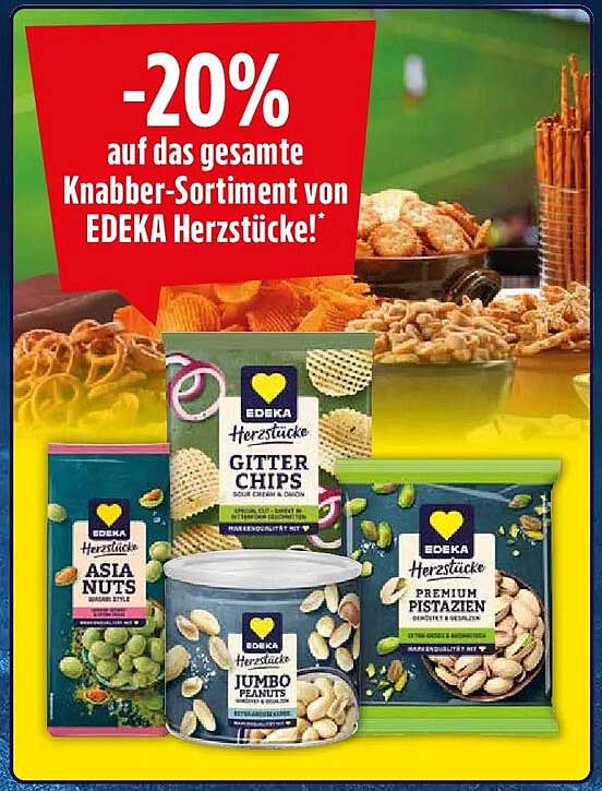 -20% auf das gesamte Knabber-Sortiment von EDEKA Herzstücke!*