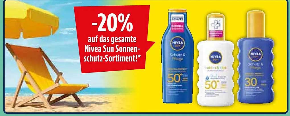 -20% auf das gesamte Nivea Sun Sonnenschutz-Sortiment!*