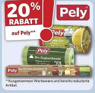 20% RABATT auf Pely**