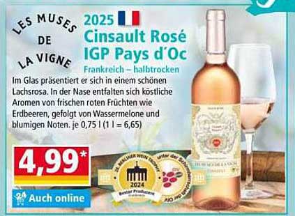 2025 Cinsault Rosé IGP Pays d’Oc Frankreich – halbtrocken