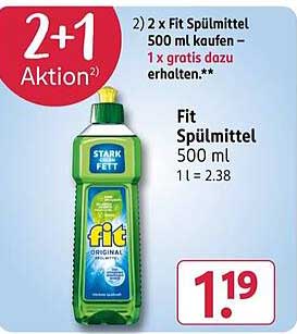 2+1 Aktion Fit Spülmittel 500 ml kaufen – 1 x gratis dazu erhalten.**