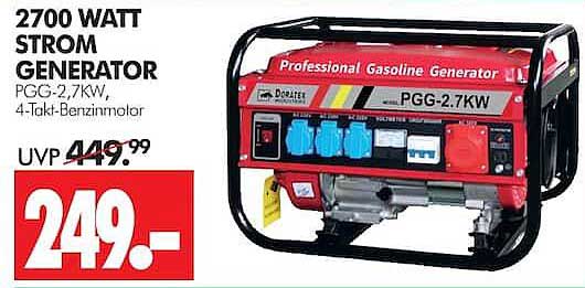 2700 WATT STROM GENERATOR PGG-2.7KW 4-Takt-Benzinmotor