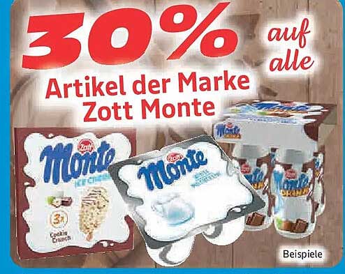 30% auf alle Artikel der Marke Zott Monte