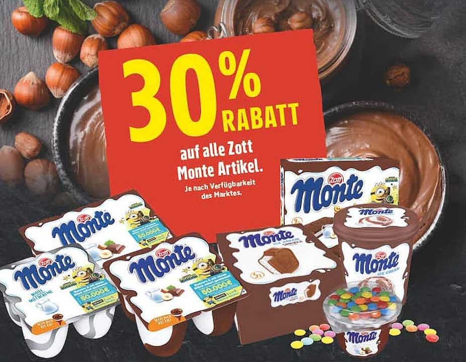 30% RABATT auf alle Zott Monte Artikel.