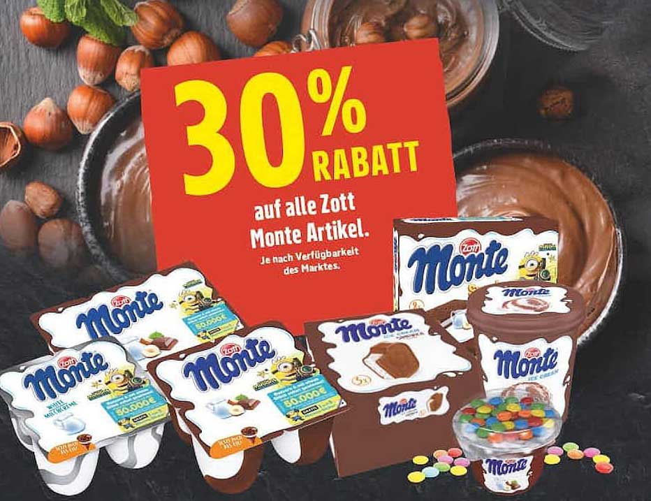 30% RABATT auf alle Zott Monte Artikel.