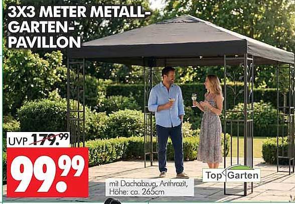 3X3 METER METALL-GARTEN-PAVILLON