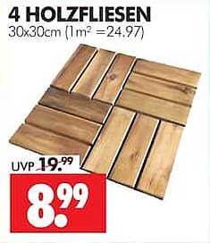 4 HOLZFLIESEN 30x30cm (1m² = 24.97)