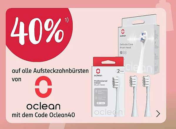 40% auf alle Aufsteckzahnbürsten von oclean mit dem Code Oclean40