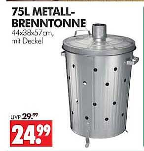 75L METALL-BRENNTONNE 44x38x57cm, mit Deckel