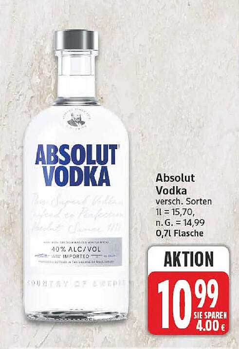 Absolut Vodka versch. Sorten 0,7 l Flasche
