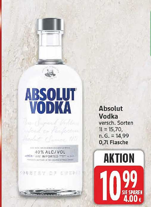 Absolut Vodka versch. Sorten 0,7l Flasche