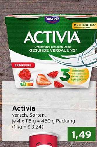 Activia versch. Sorten, je 4 x 115 g = 460 g Packung (1 kg = € 3.24)