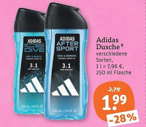 Adidas Dusche⁹ verschiedene Sorten. 1 l = 7,96 €, 250 ml Flasche