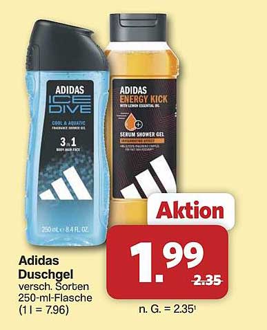 Adidas Duschgel versch. Sorten 250-ml-Flasche (1 l = 7.96)