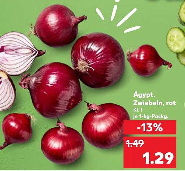 Ägypt. Zwiebeln, rot Kl. I je 1-kg-Pack.