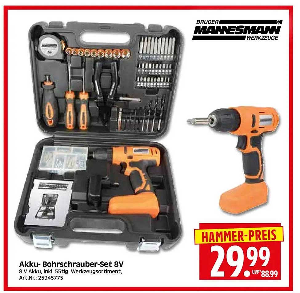 Akku- Bohrschrauber-Set 8V