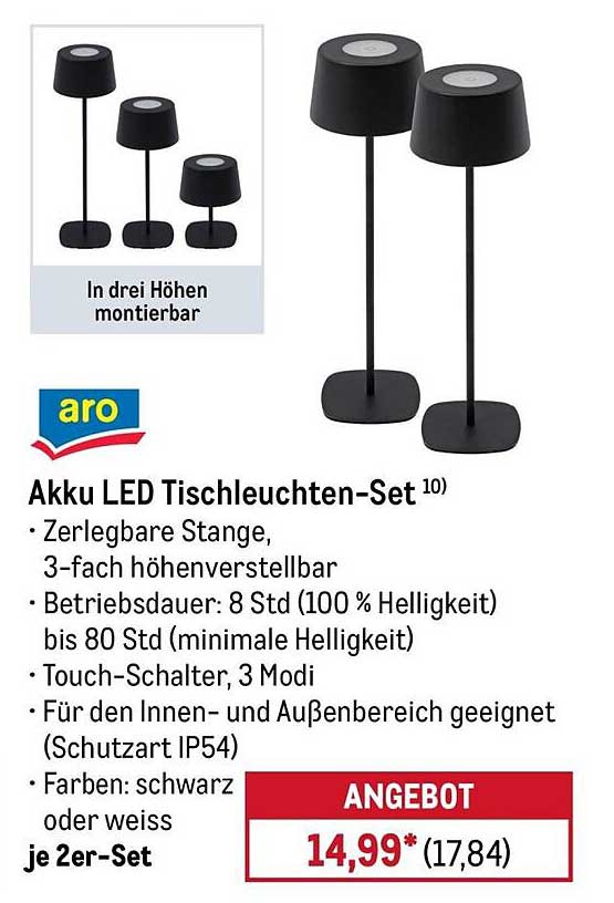 Akku LED Tischleuchten-Set