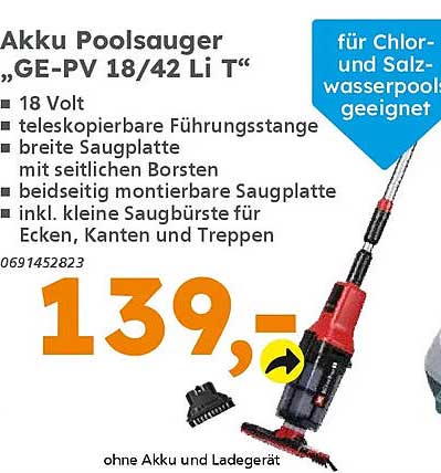 Akku Poolsauger „GE-PV 18/42 Li T“