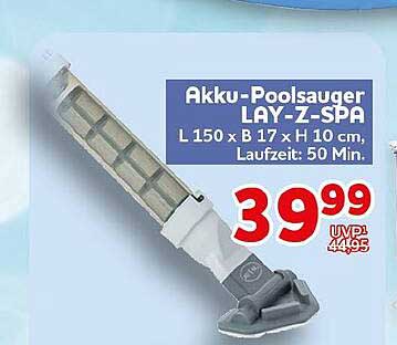 Akku-Poolsauger LAY-Z-SPA L 150 x B 17 x H 10 cm, Laufzeit: 50 Min.