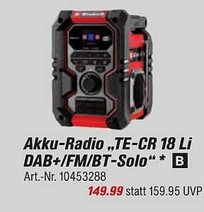 Akku-Radio „TE-CR 18 Li DAB+/FM/BT-Solo“
