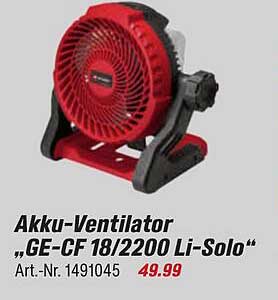 Akku-Ventilator „GE-CF 18/220 Li-Solo“