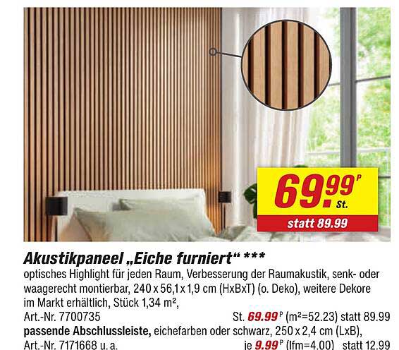 Akustikpaneel „Eiche furniert“ ***