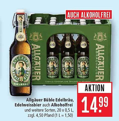 Allgäuer Büble Edelbräu, Edelweißbier auch Alkoholfrei